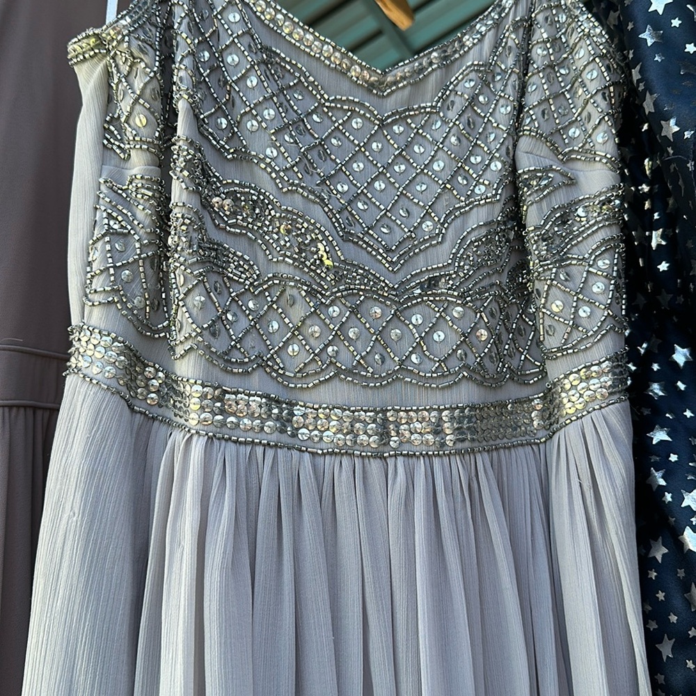 Long Prom Dress Lavendar gray